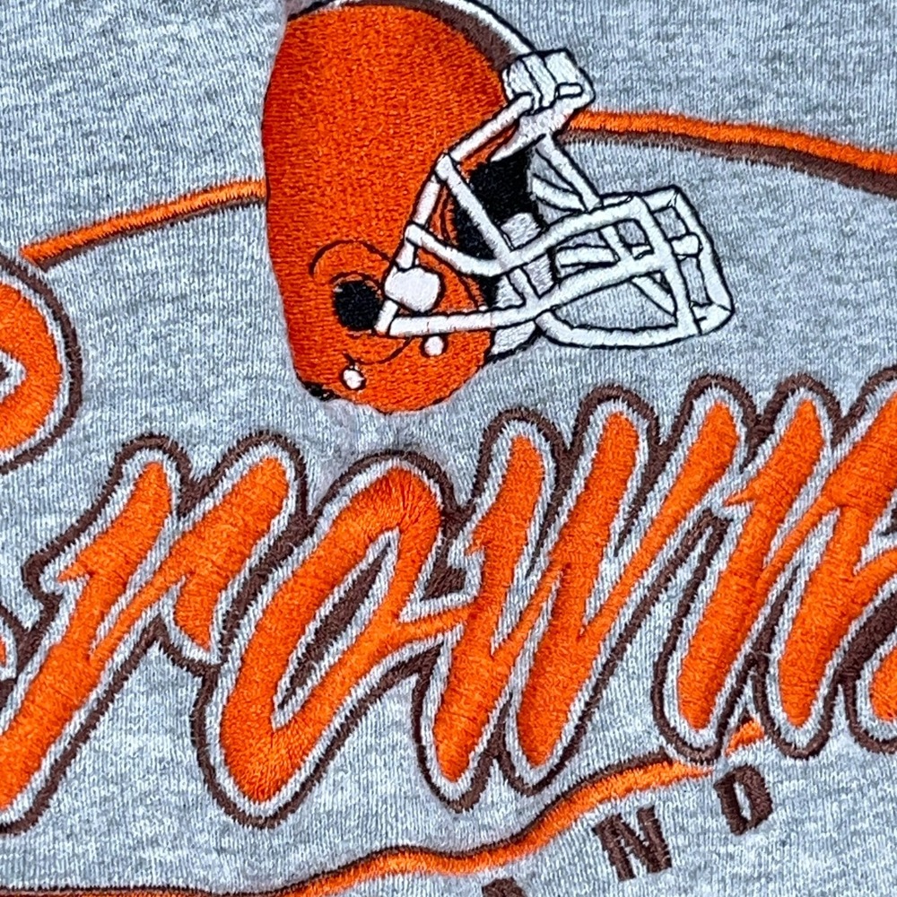 Vintage Cleveland Browns Sweatshirt Youth Medium Gray 90s Crewneck Embroidered * - Picture 4 of 11